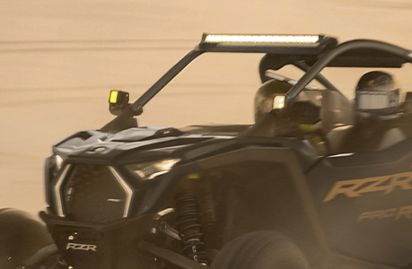 Lighting accessories installed on a Polaris RZR Pro R side-by-side.