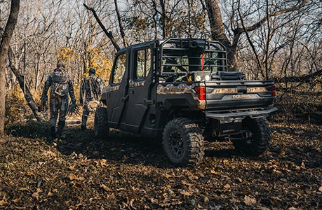 Polaris RANGER XP Kinetic with storage racks installed.