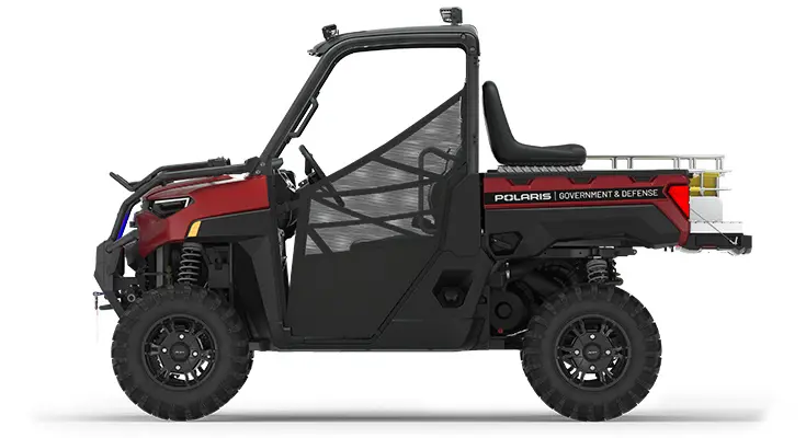 Side view of a polaris ranger xp 1000 eps utv with the basic rescue package installed