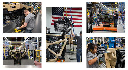 Assembly line manufacturing process at Polaris Roseau.
