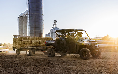 Polaris RANGER hauling supplies on a farm