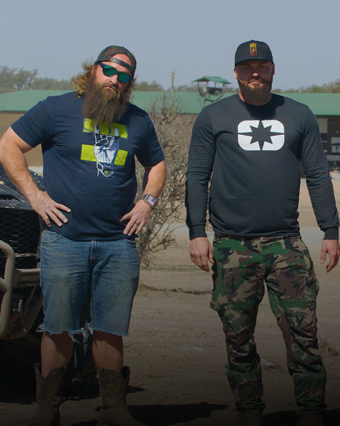 Tanner Foust and the Diesel Brothers in the middle of two Polaris RZR SxS waiting for test them until the limit.
