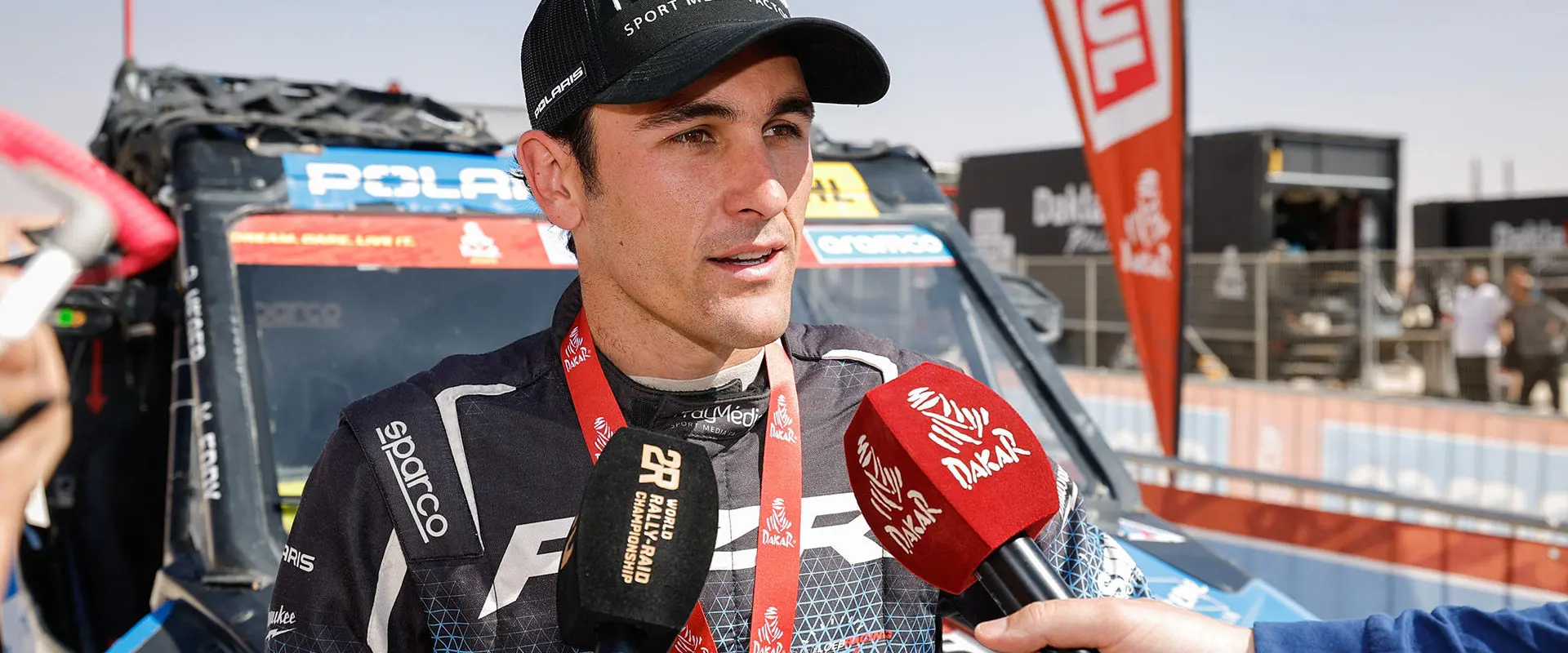 Dakar Rally 2024 interview with champion Brock Heger near his RZR Pro R Factory.