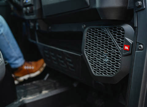 JBL speaker detail on a Polaris RANGER UTV.