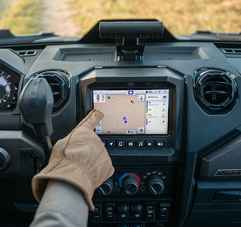 RIDE COMMAND touch screen in a Polaris NorthStar enclosed cab UTV.