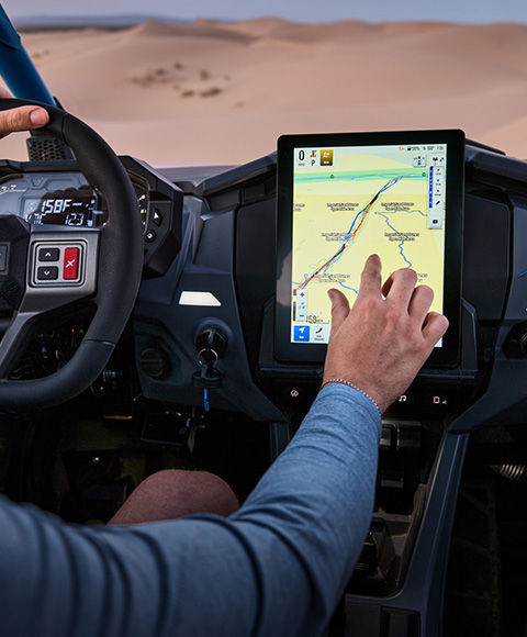 Explore the 10.4-inch touch screen RIDE COMMAND display on the 2027 RZR Pro R.
