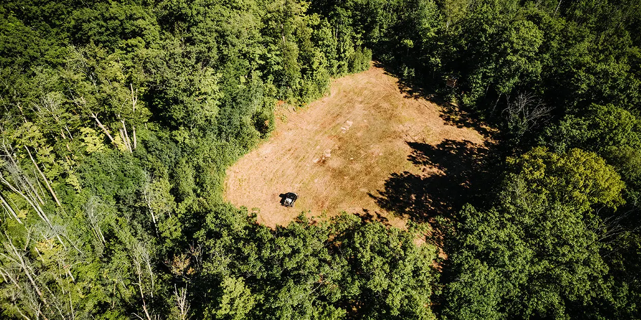 Aerial view of Ranger XP 1000 in the woods