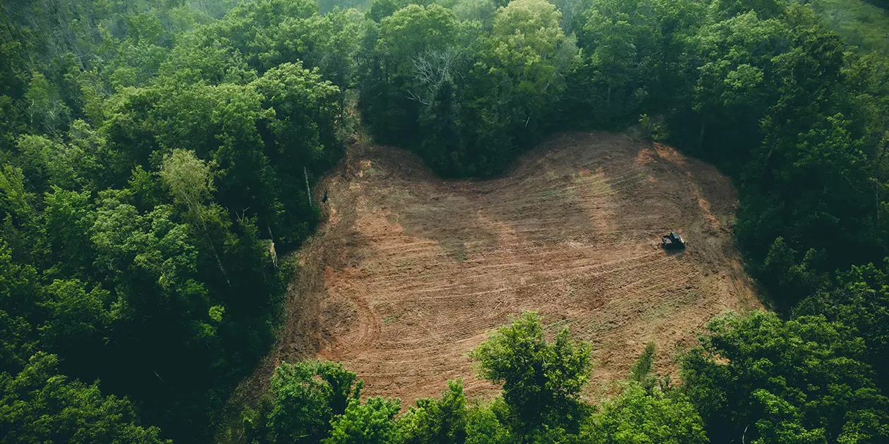 Upper view of a Polaris Ranger vehicle working the ground
