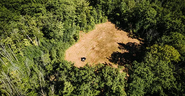 Aerial view of Ranger XP 1000 in the woods