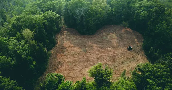 Upper view of a Polaris Ranger vehicle working the ground
