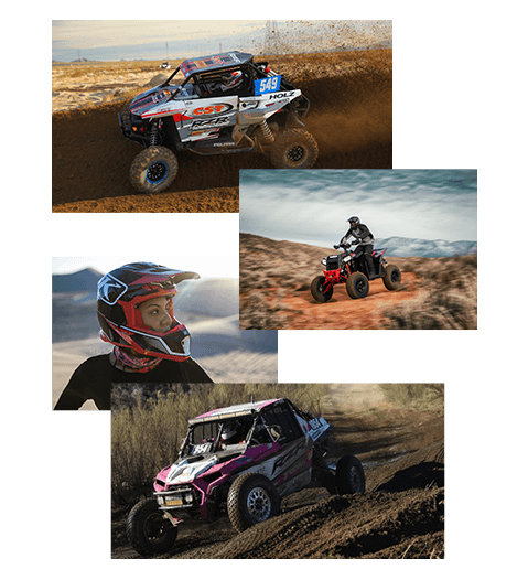 A Collage of recommended Polaris Offroad vehicles for racing