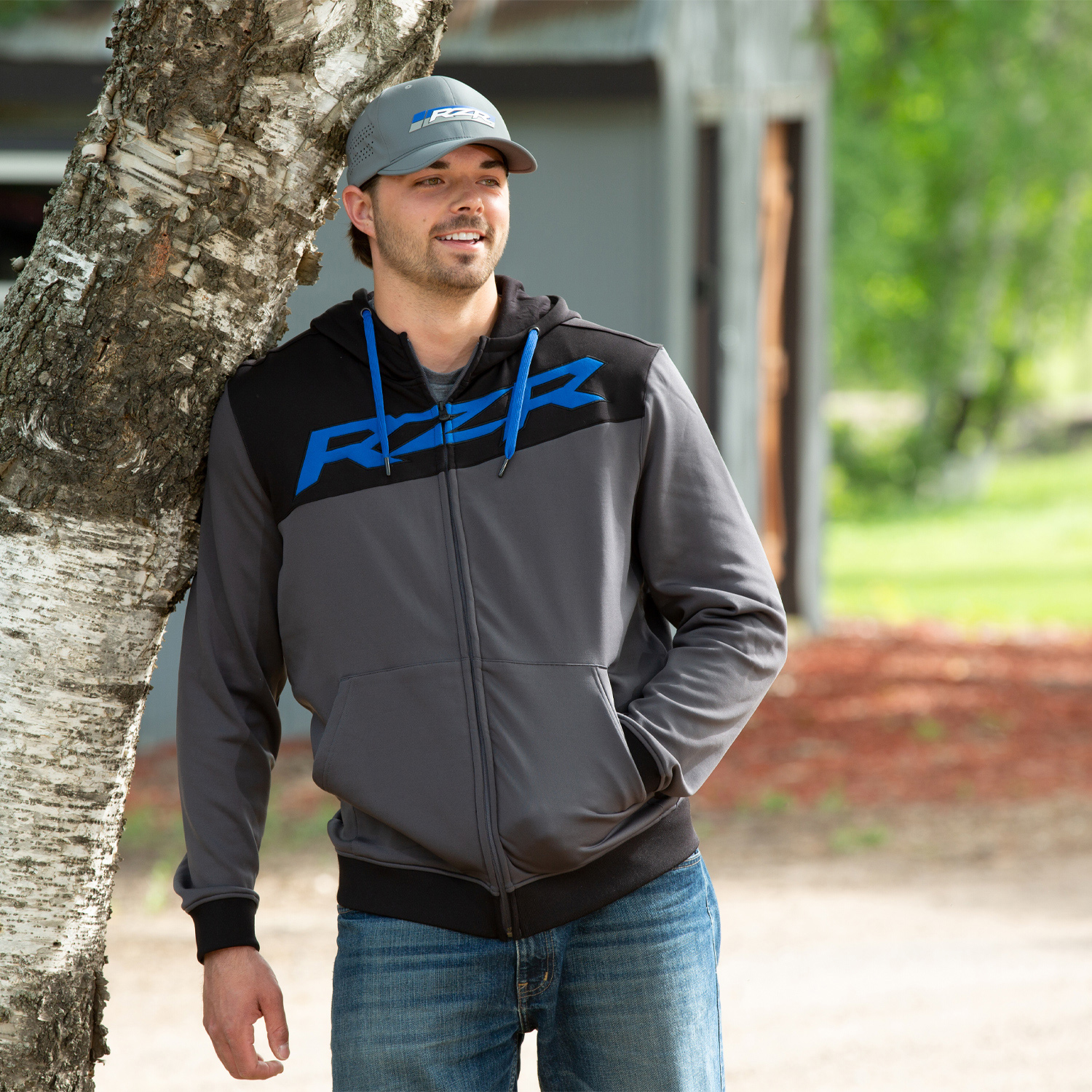 Men's RZR Patch Hat, Gray & Blue, S/M | Polaris Off-Road
