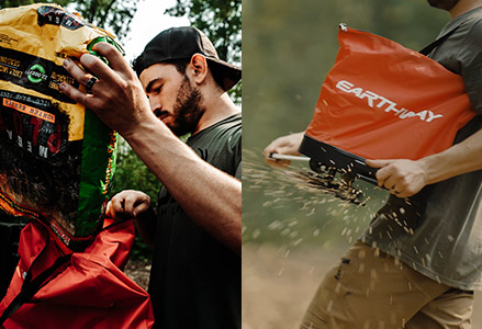 Deux photos d’un homme plantant des graines
