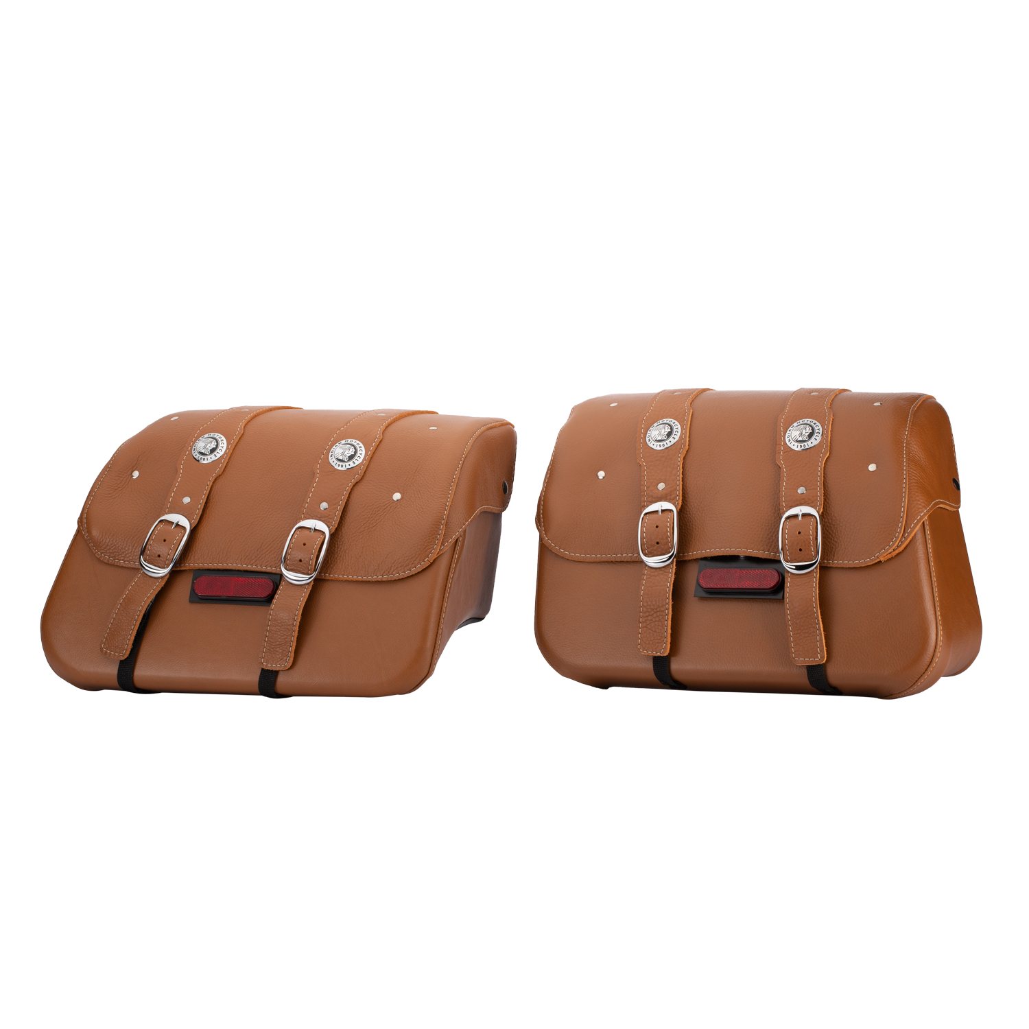 tan motorcycle saddlebags