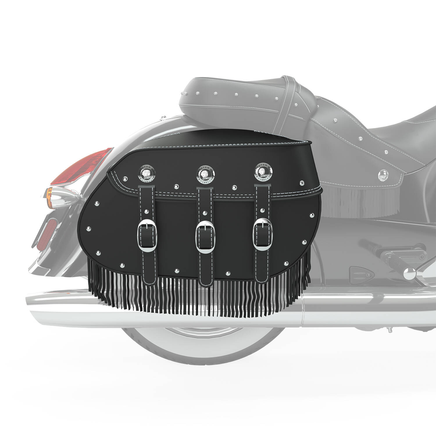 Genuine Leather Quick-Release Saddlebags with Fringe in Genuine Leather Quick-Release Saddlebags with Fringe in