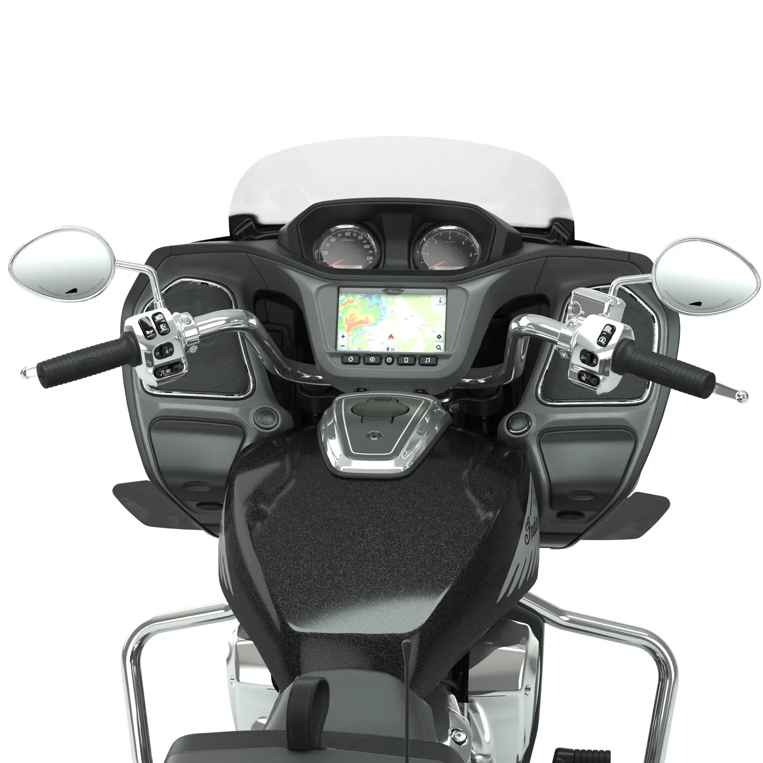 HTTMT Rear Gloss Black Crash Bars For Indian Motorcycles (Chief, Chieftain, Roadmaster 2014-2021)