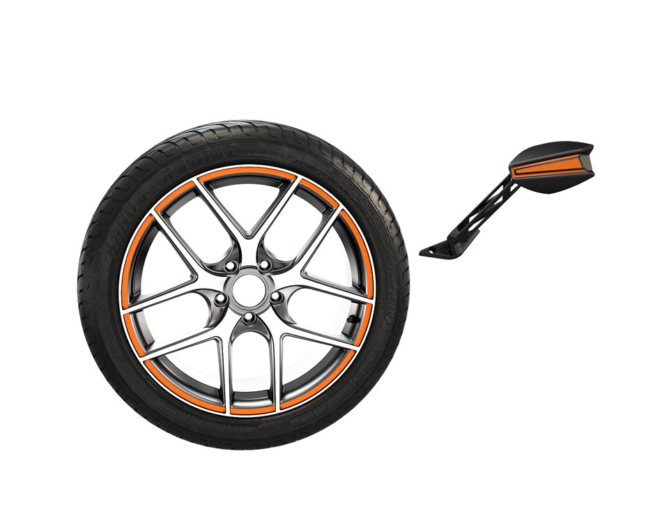 Rim and Mirror Decal Kit - Orange Madness | Polaris Slingshot