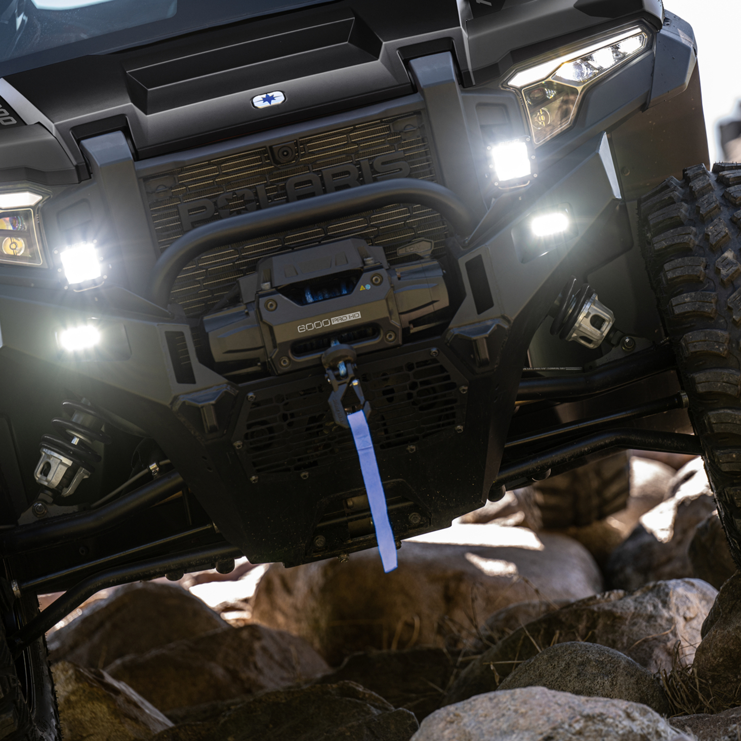 Pro Series High Mounted 6,000 LB Winch Kit with Synthetic Rope for