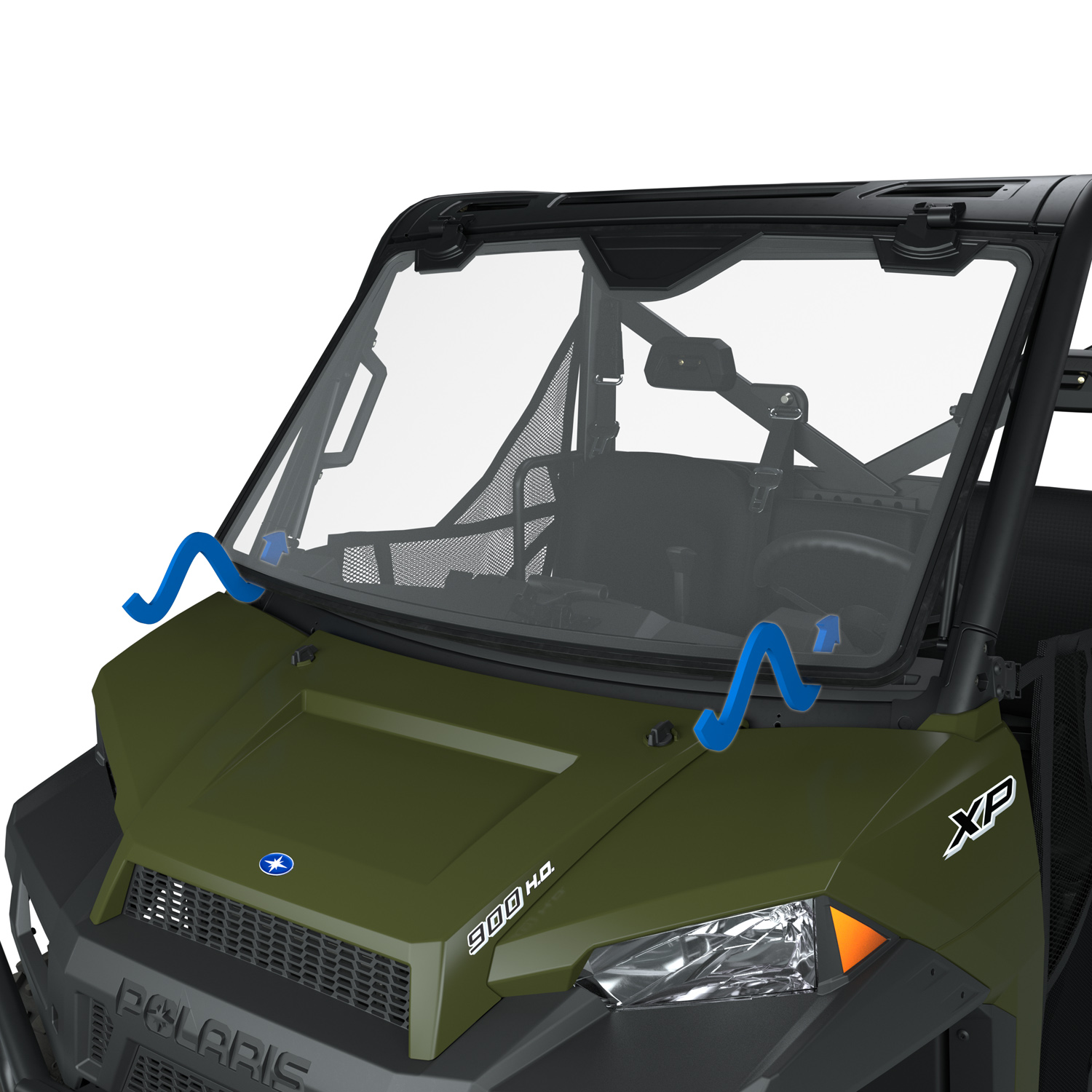 Full Tip Out Front Windshield with Three Positions, Glass, for