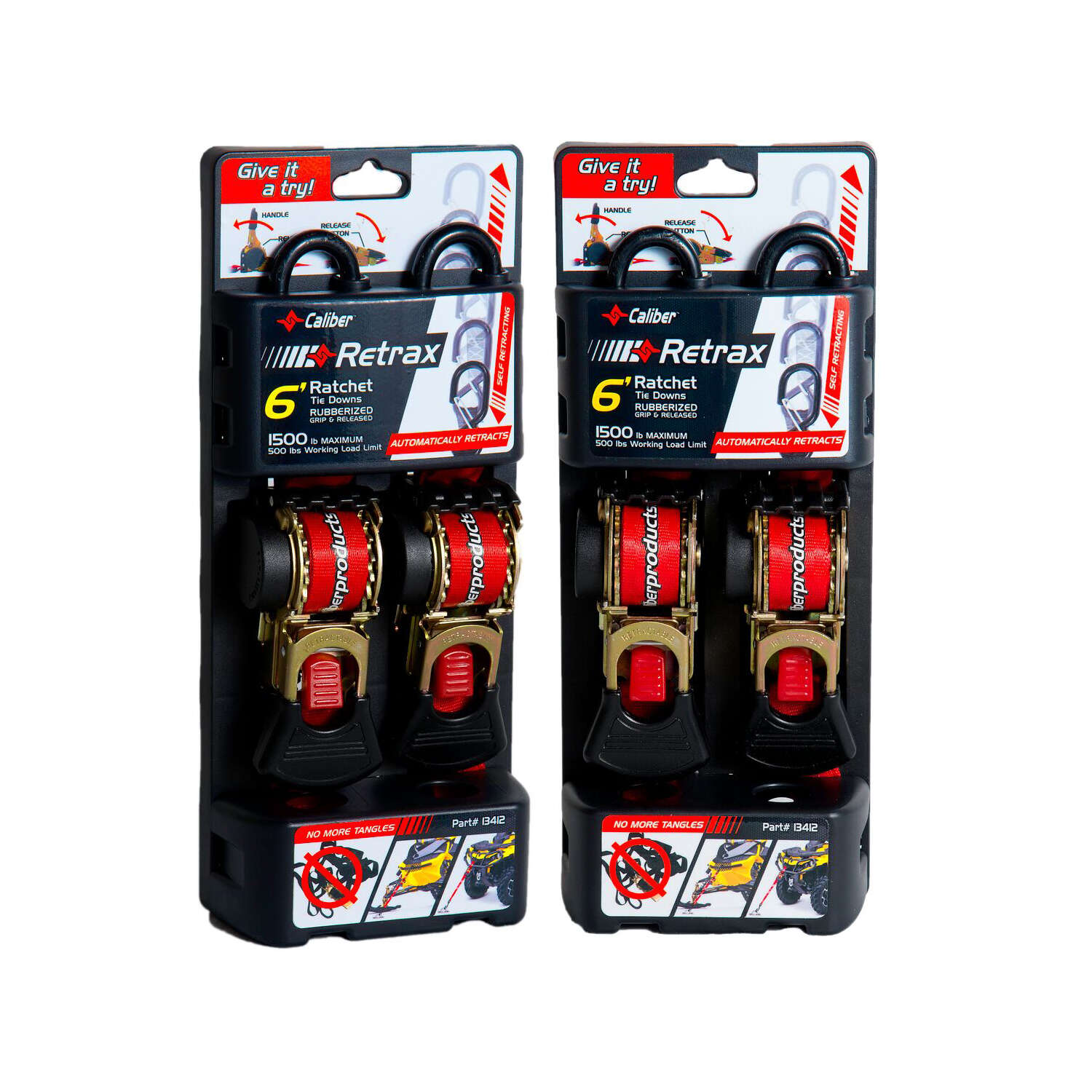 ryykg専用 Caliber Retrax 6' Self Rewind Tiedown Strap Kit (2pc