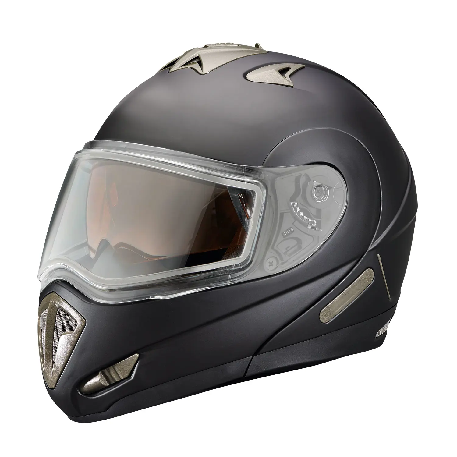 Modular Adult Helmet with Dual-Pane Shield, Black Matte