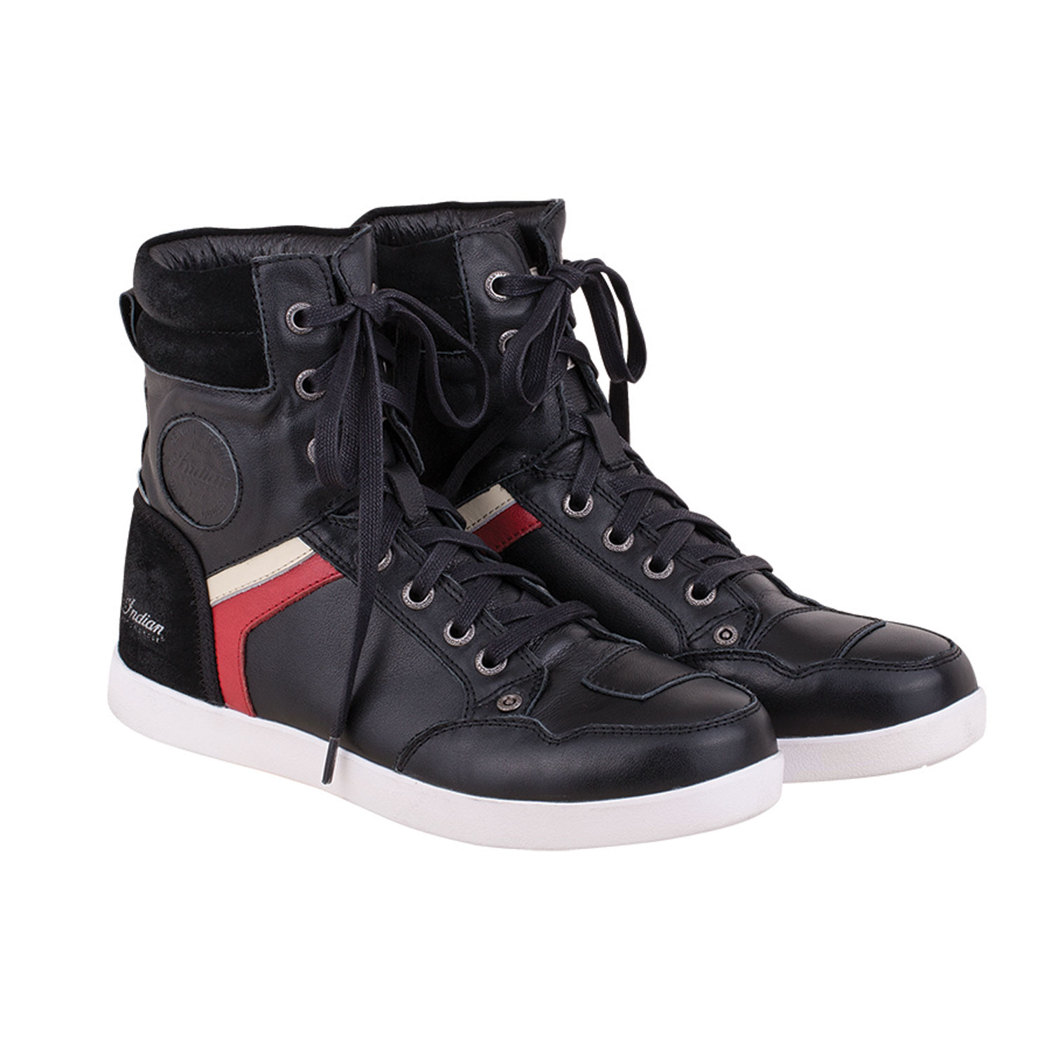 Men S Leather High Top Riding Sneakers Black Indian