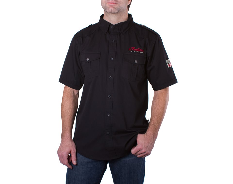 Men's Short-Sleeve Casual Shirt, Black | Indian Motorcycle GB