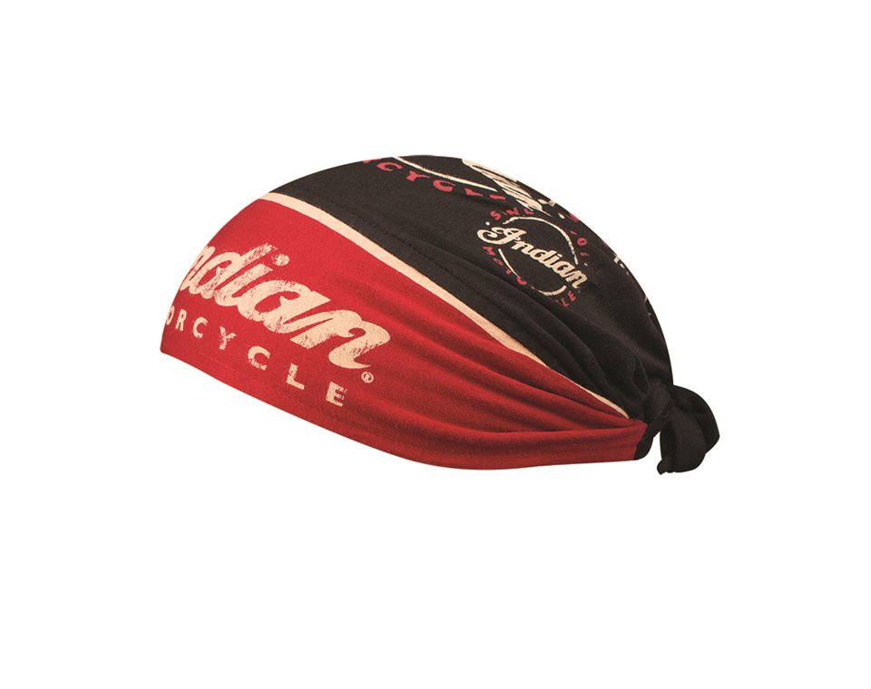 INDIAN MOTORCYCLE BLACK HEADWRAP WITH RED REFLECTIVE SCRIPT LOGO ONE SIZE