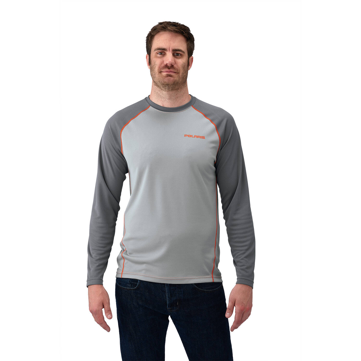 Men's Long-Sleeve Cooling Performance Shirt with Polaris® Logo, Gray ...