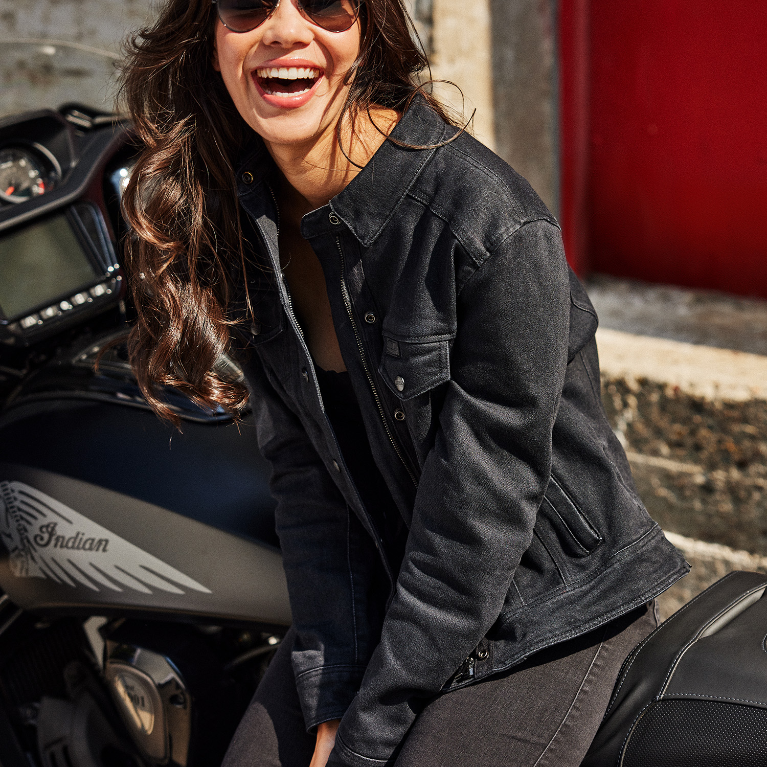 Women's Alex Denim Jacket, Black | Indian Motorcycle EN-CA