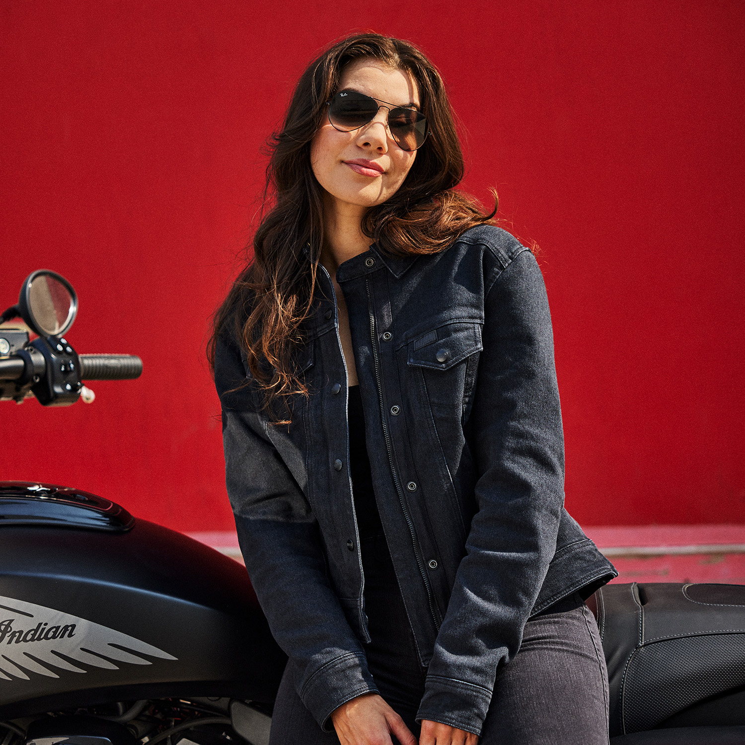 Women's Alex Denim Jacket, Black | Indian Motorcycle EN-CA