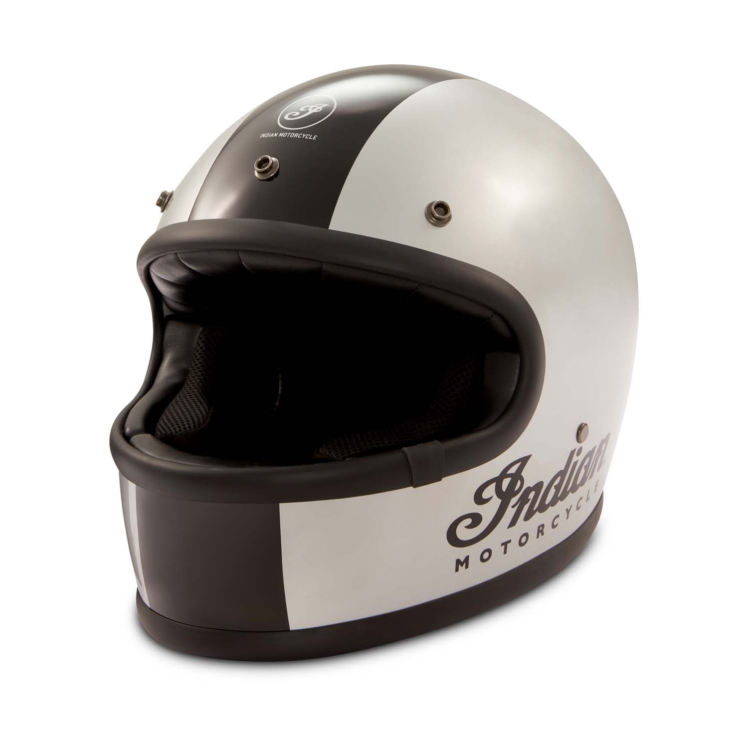 Gloss Stripe Retro Full Face Helmet, Silver | Indian Motorcycle EN-CA