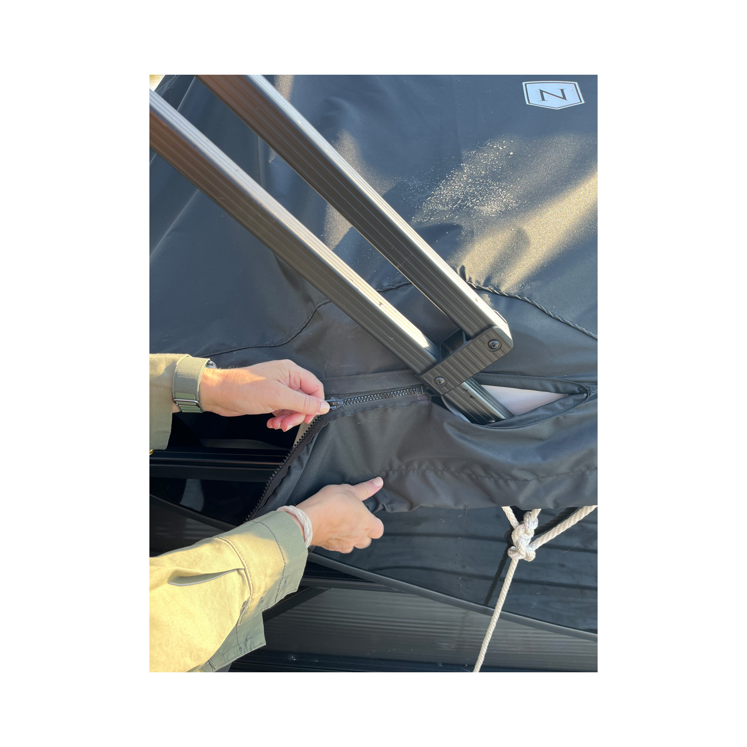 Nightshade Pontoon Cover, AP 255 U-Shaped Stern with Co Capt., '21