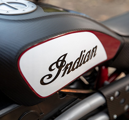 Close-up of the Indian motorcycle logo