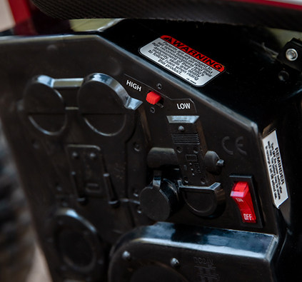 Close-up of battery on the eFTR bike