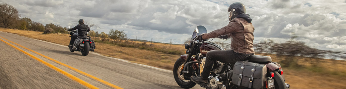 Two Indian Motorcycle bikers on the road