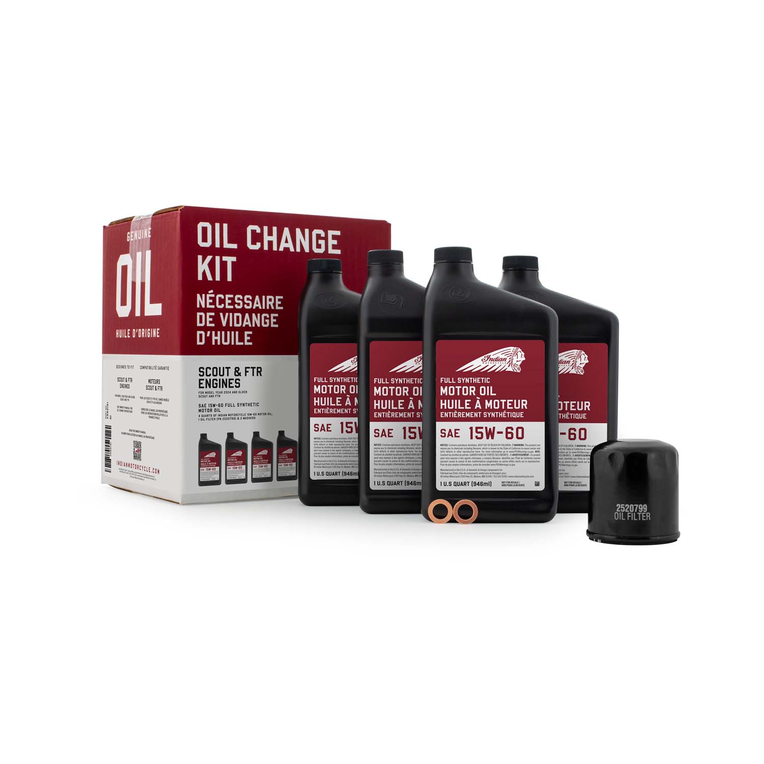 Scout Oil Change Kit, Fits Scout Engines, 2880191, 4 Quarts of