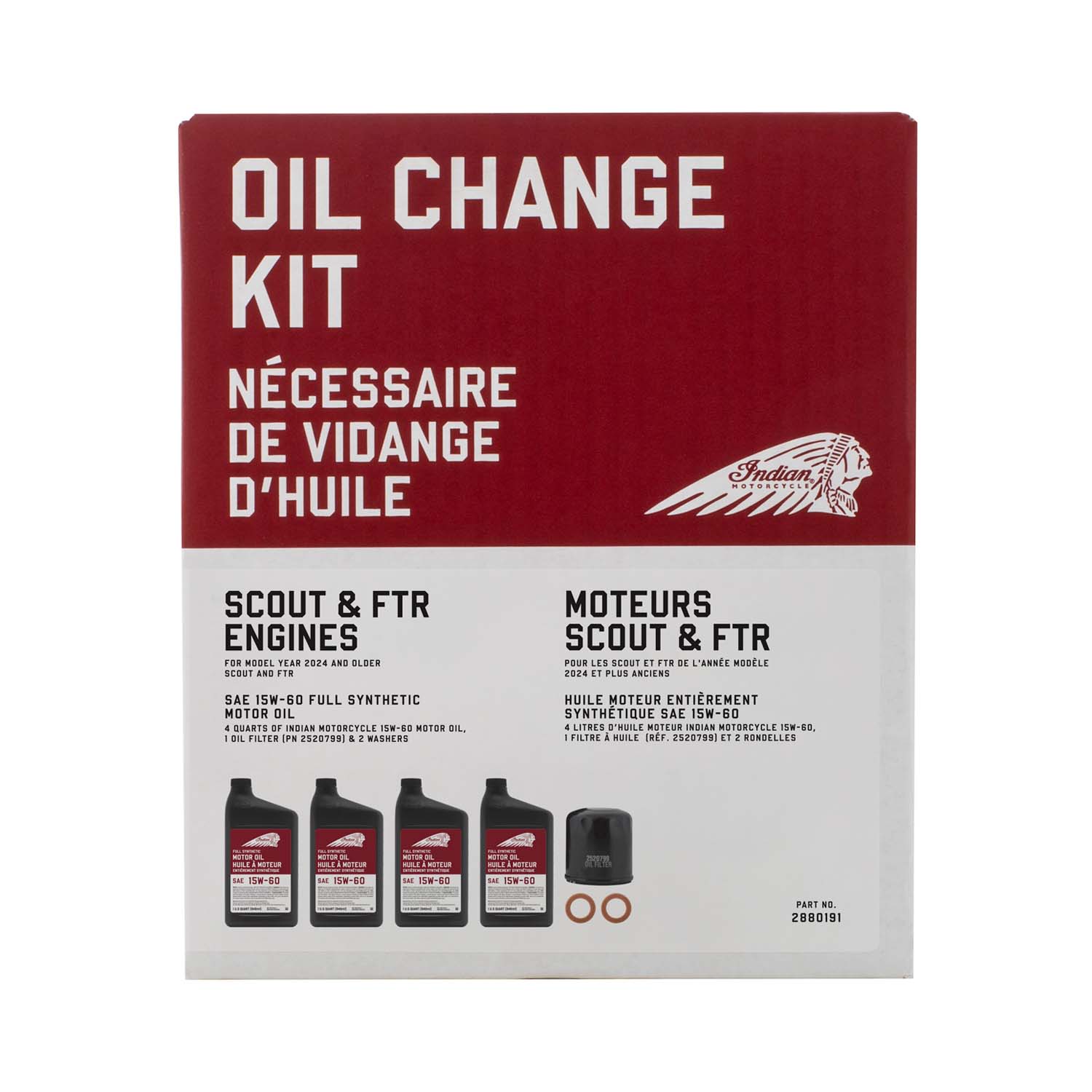 Scout Oil Change Kit, Fits Scout Engines, 2880191, 4 Quarts of