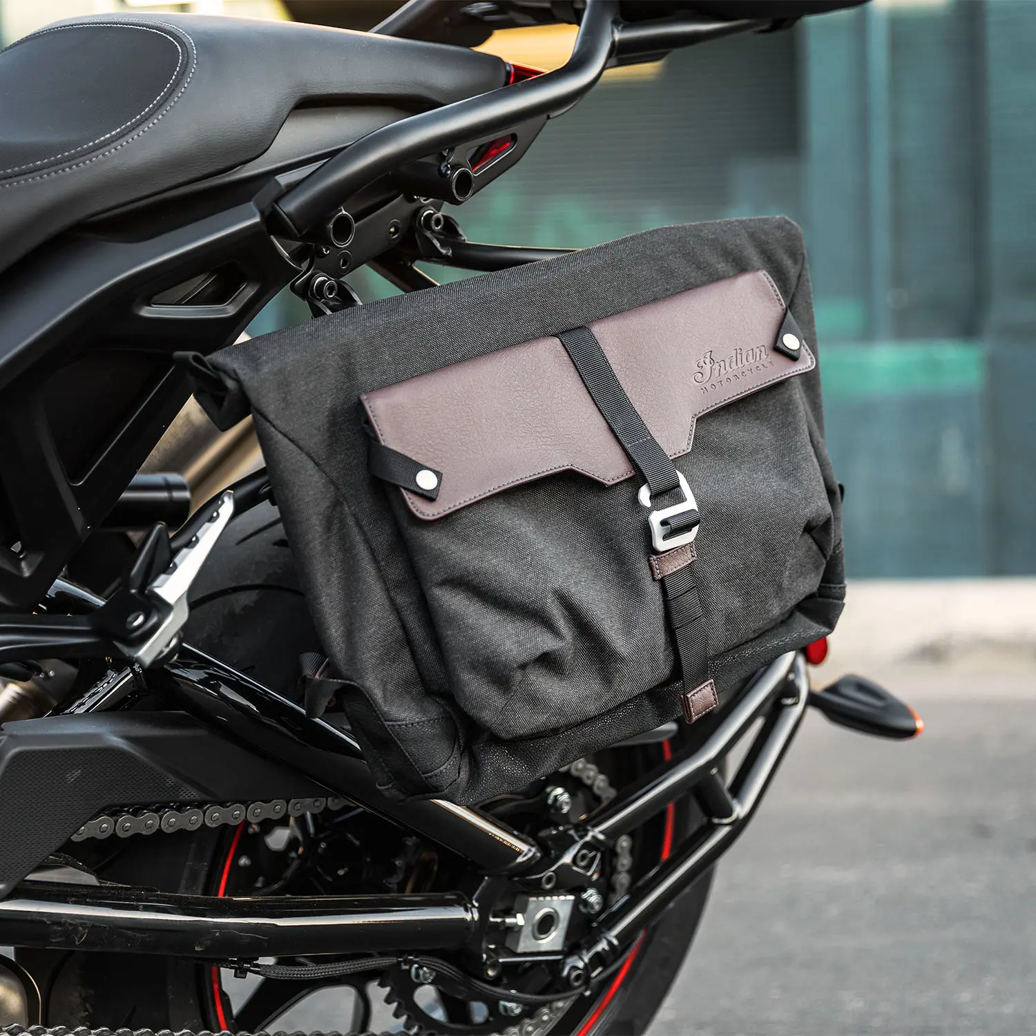 All-Weather Vinyl Messenger Bag with Shoulder Strap, Black/Brown