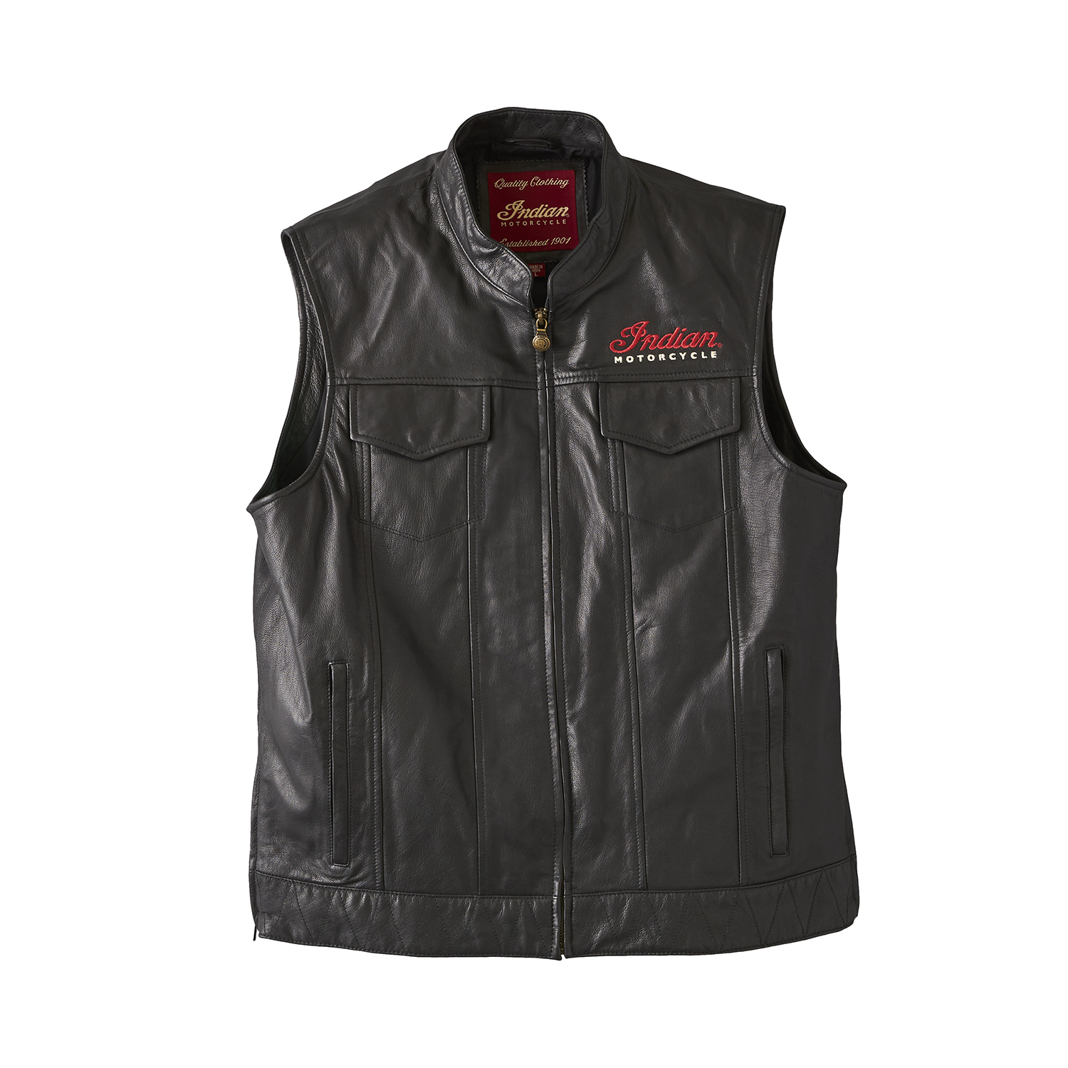 miniature 26  - Indian Motorcycle Men&#039;s Casual Zip-Up Outsider Leather Vest, Black