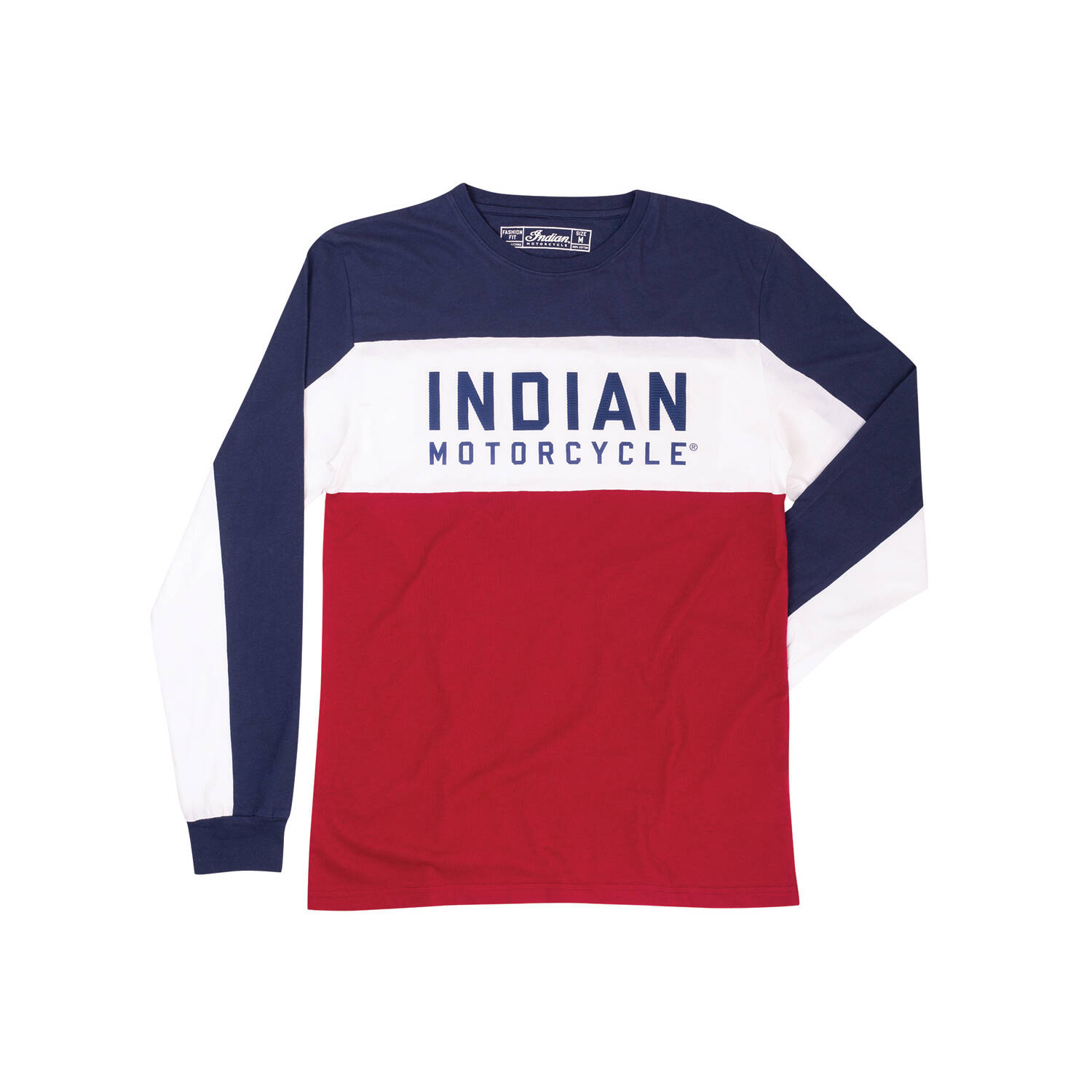 Men S Long Sleeve Color Block T Shirt Red White Blue Indian