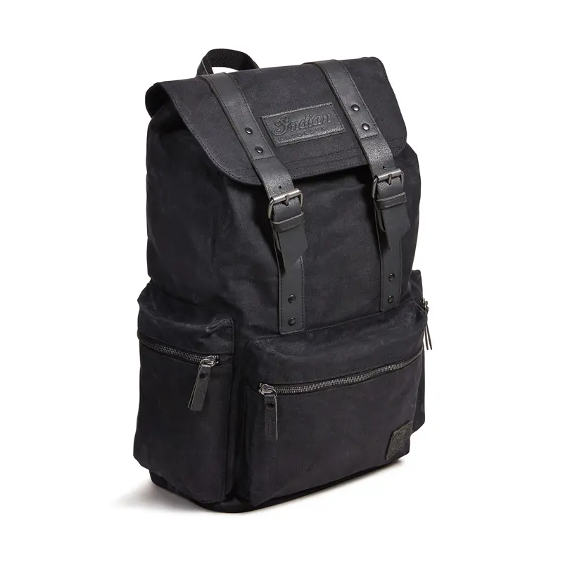 Waxed Canvas Backpack, Black Indian