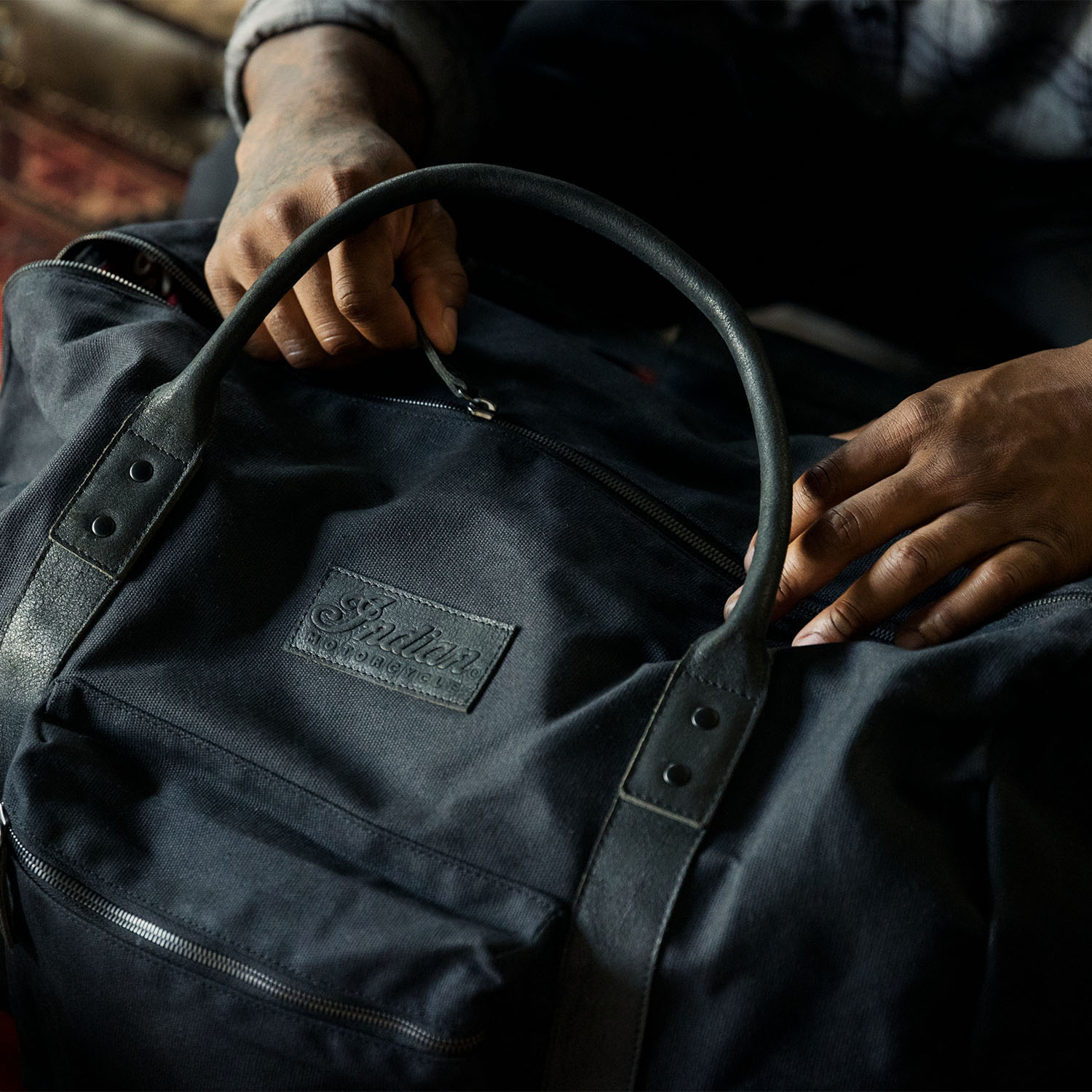 Waxed Canvas Duffle Bag, Black | Indian Motorcycle