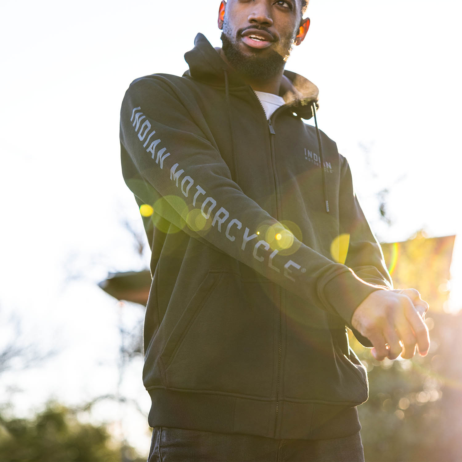 Men's Embroidered Hoodie, Black | Indian Motorcycle