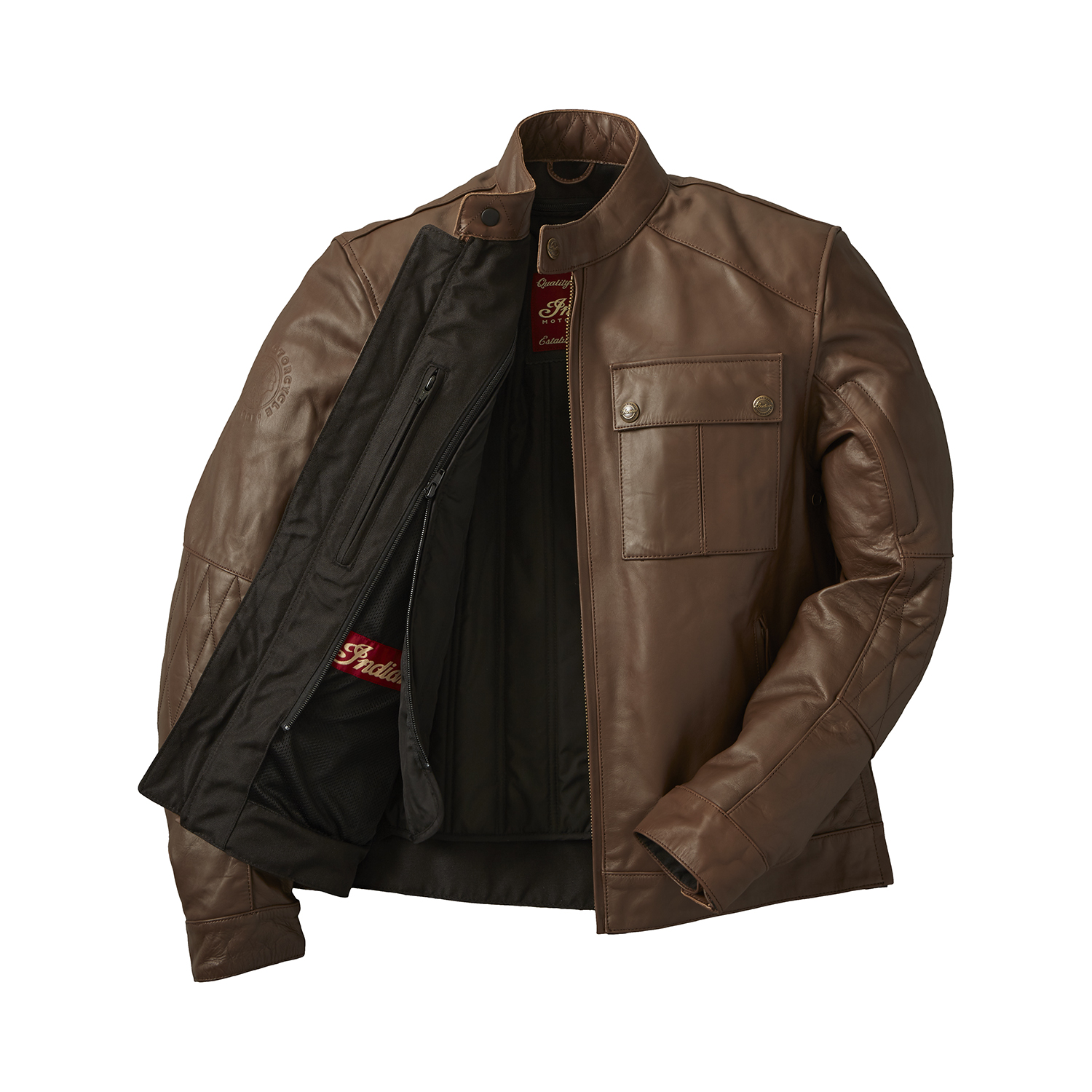 miniature 74  - Indian Motorcycle Men&#039;s Leather Getaway Riding Jacket with Removable Liner