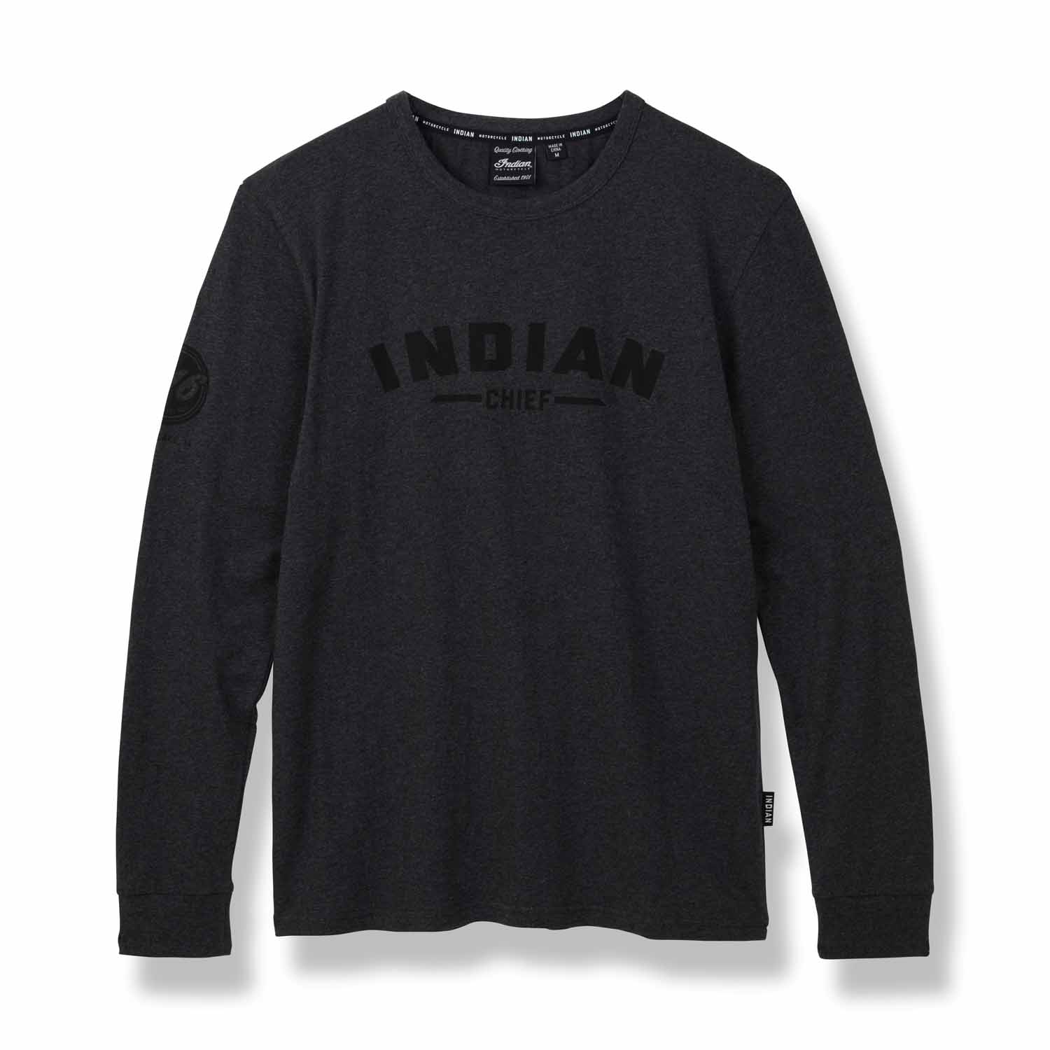 Men's Chief Long Sleeve Logo T-Shirt, Charcoal | Indian Motorcycle NO
