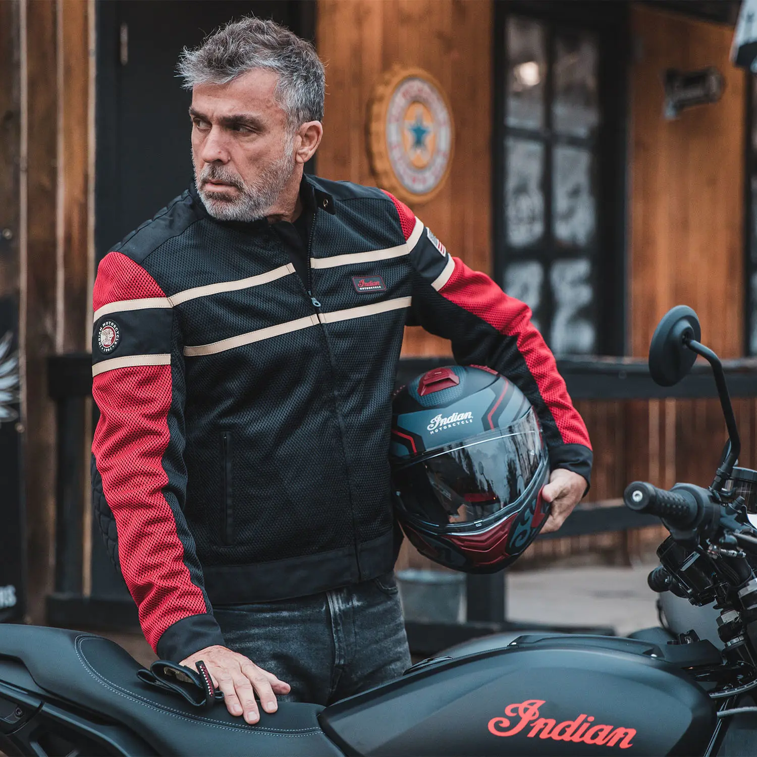 Men's Arlington Mesh Jacket, Black Indian Motorcycle