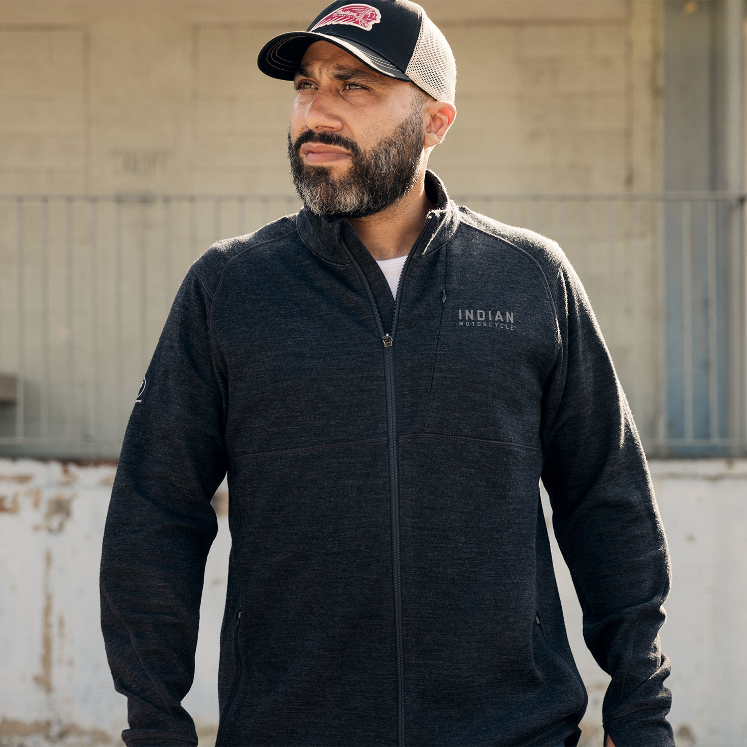 Men's Merino Zip Thru, Charcoal | Indian Motorcycle