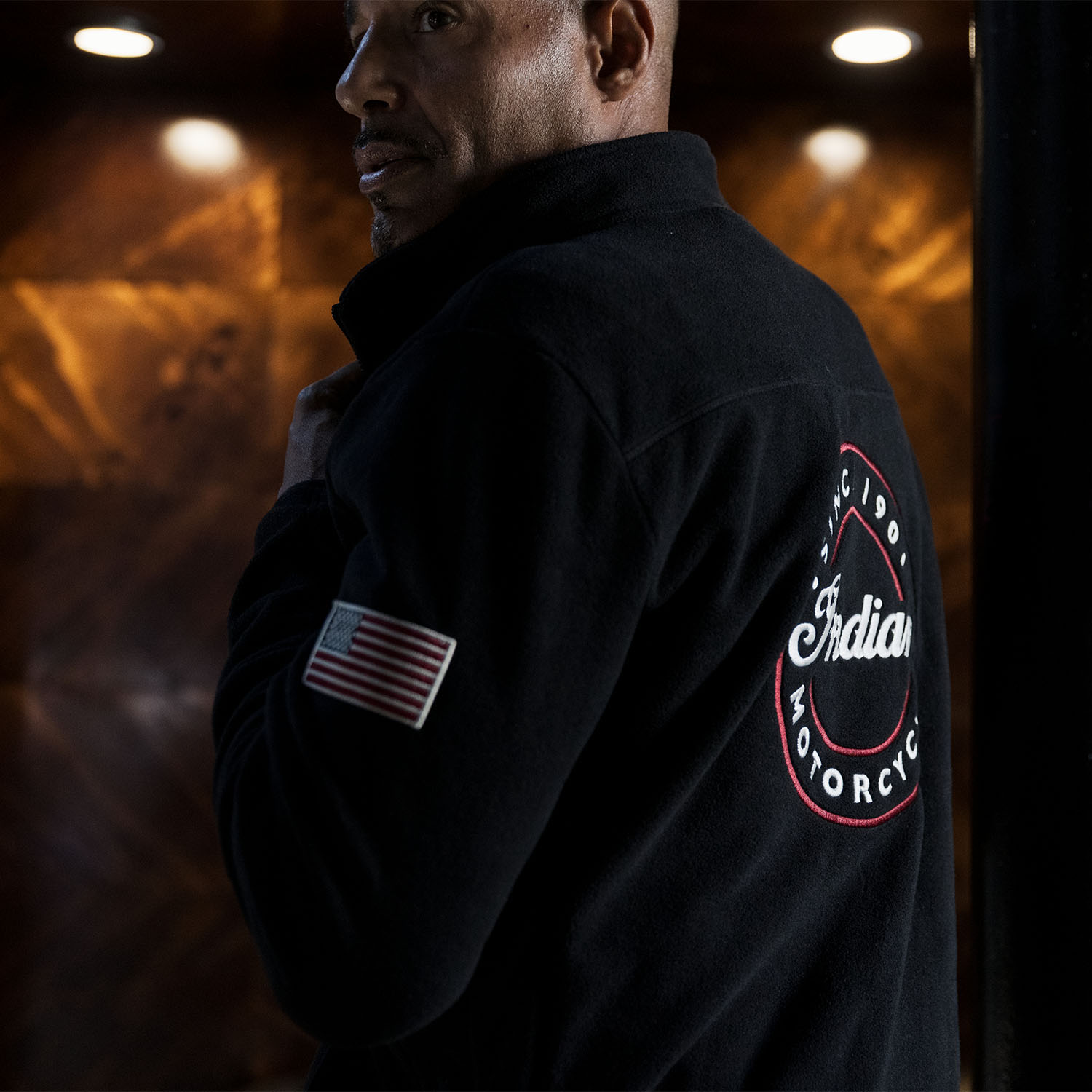 Indian Motorcycle フルジップジャケット ブラック Indian Motorcycle Men's Full Zip Thru Fleece Sweatshirt, Black