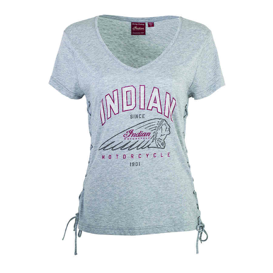 Download Women's V-Neck T-Shirt with Side-Laces Design, Gray Marl ...